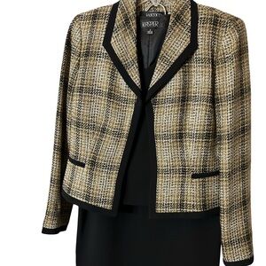 BRAND NEW!! 3PC Kasper Gold and Chocolate Brown Elegant Plaid Suit